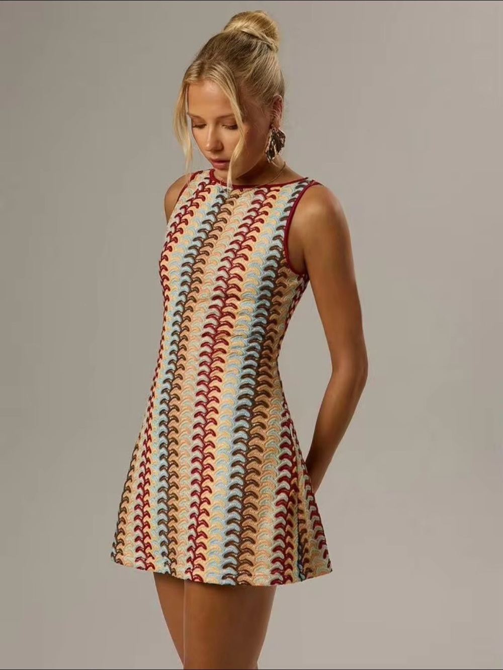 NWT Forever 21 Jacquard Knit Retro Hippie Dress